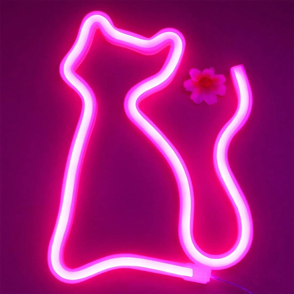 Cat Kitty Neon Sign Lights Wall Decoration Usb/Battery Bar Ktv Snack Shop Commercial Lighting Led Neon Night Light Room Decor