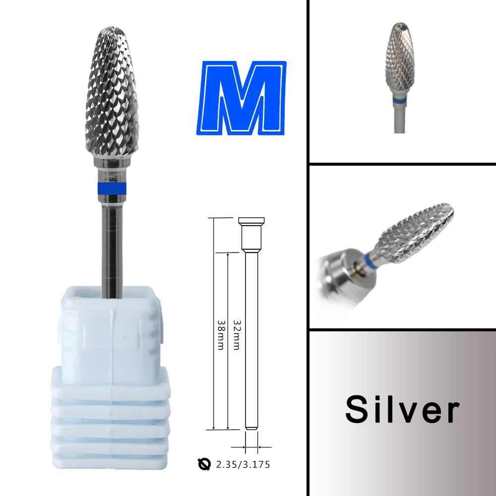 RolinStar Carbide Orange Flame milling cutters removel gel polish varnish Nail Drill Bit best quality C M F