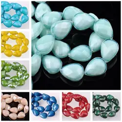 10pcs 18x13mm Flat Teardrop Faceted Opaque Glass Loose Beads for Jewelry Making DIY Crafts