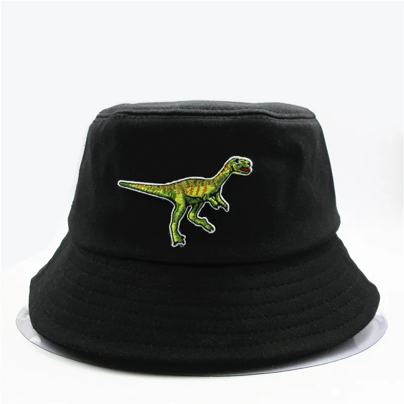 2021 Dinosaur Embroidery Cotton Bucket Hat Fisherman Hat Outdoor Travel Sun Cap Hats for Men and Women 92