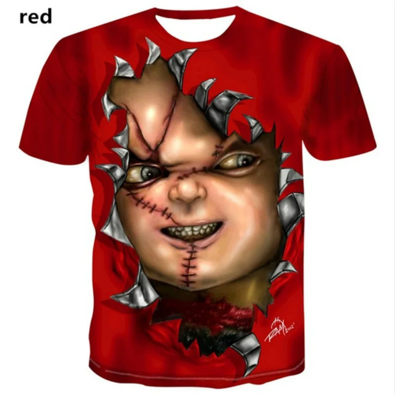 Horror Movie Chucky Printed T-shirt Bride Men and Women 3D Printed Short-sleeved T-shirt XS-5XL