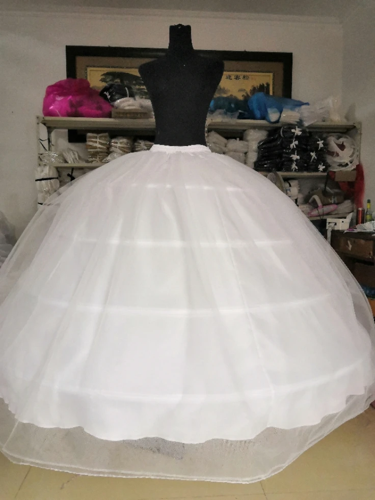 

New Hot Sell 3 Hoops Big White Petticoat Super Fluffy Crinoline Slip Underskirt For Wedding Dress Bridal Gown In Stock