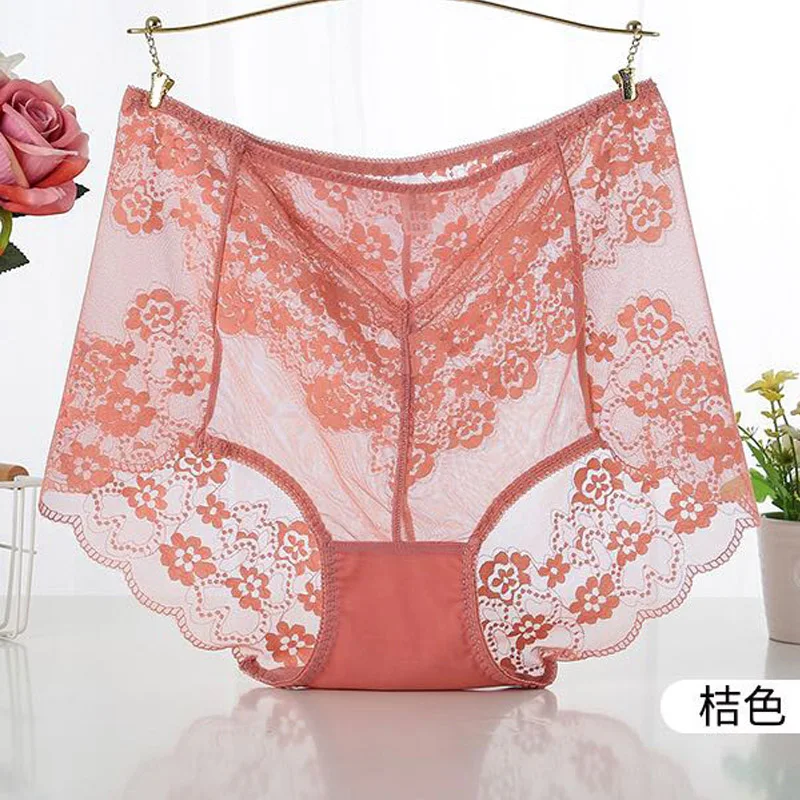 AS73 Soft Mesh Big Briefs Summer Sexy Lave  Ultra-thin Transparent Panties High Waist Seamless Women Underwear Plus Size 5XL