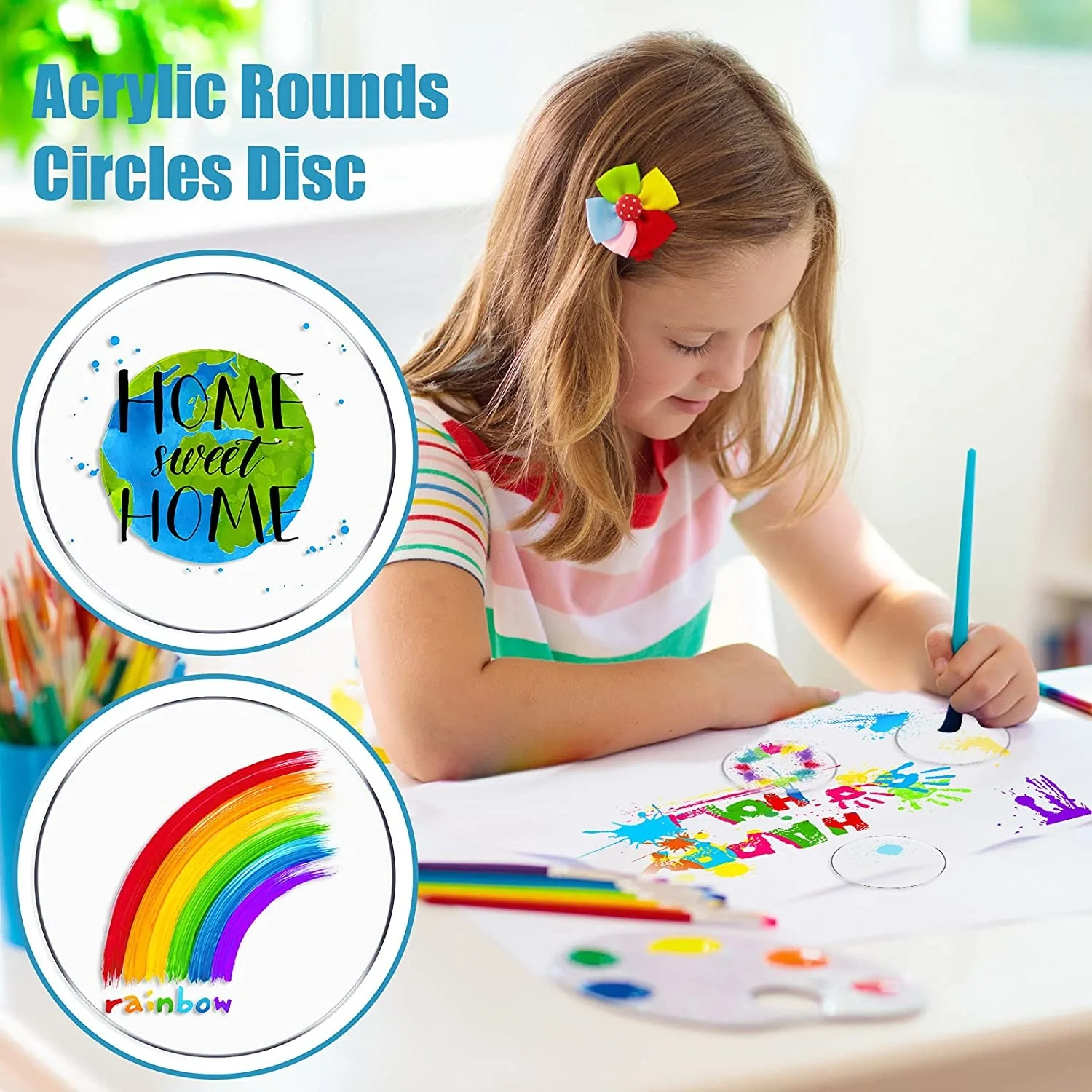 20/30/40PCS Round Clear Circle Acrylic Sheet Blank Acrylic Clear Plastic Disc for Children DIY Painted Art Project 2mm Thick