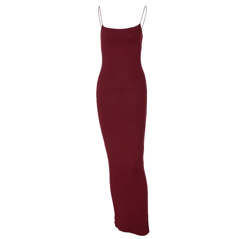 Abi per le donne 2023 Sexy Spaghetti Strap abo lungo nero