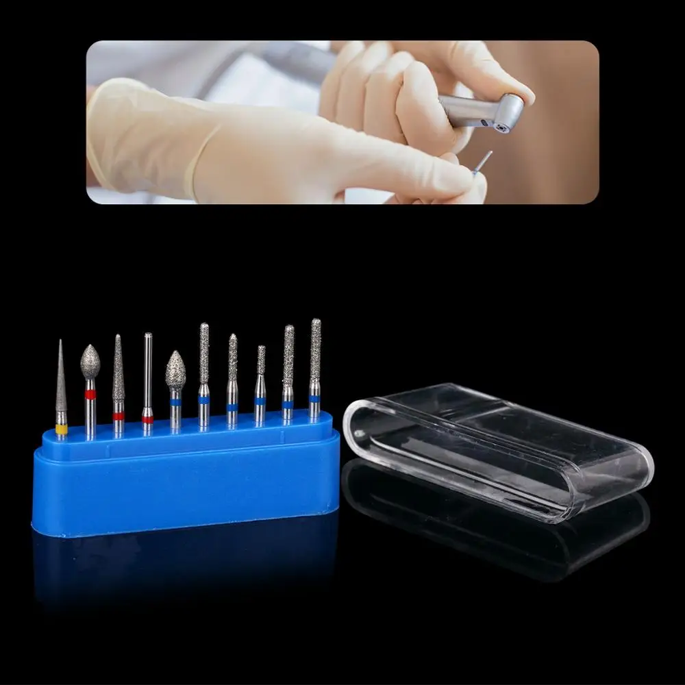 AZDENT 10 Pcs/Box Dental Diamond Burs Drill Dental Burs Dia-burs for High Speed Handpiecess