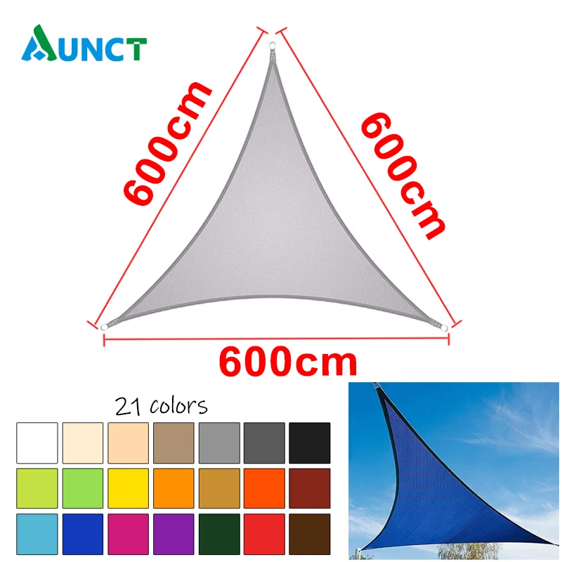 6x6x6m / 19.7x19.7x19.7ft Regular Triangle Shade Sail White 420D Waterproof awning Sun Outdoor Sun Shelter garden Camping Canopy