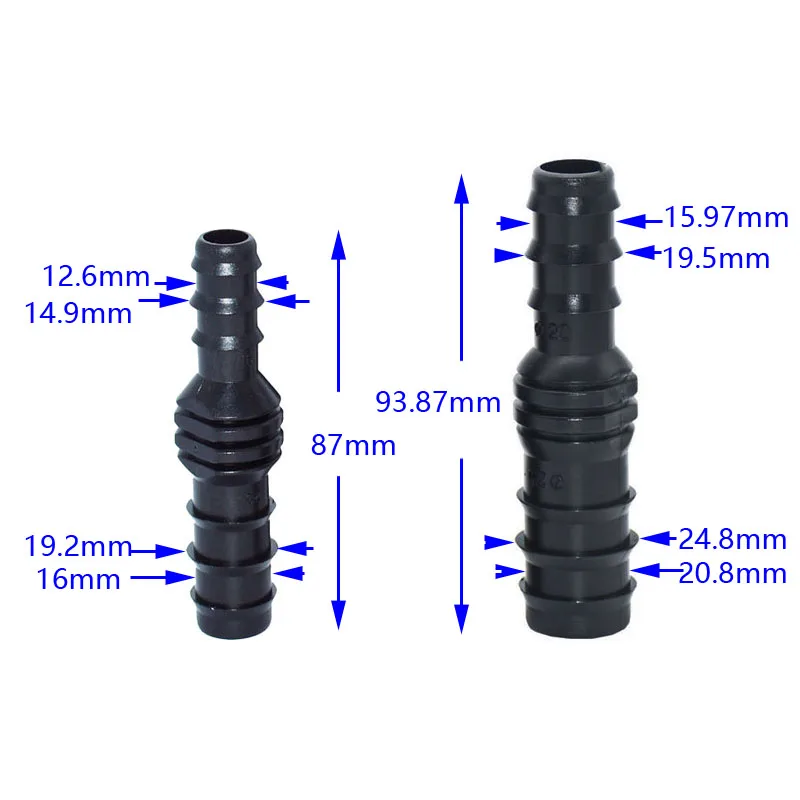 Garden Hose 25mm To 20mm To 16mm Reducing Connector 1/2 To 3/4 Irrigation Hose Straight Body Pipe Connector 4Pcs