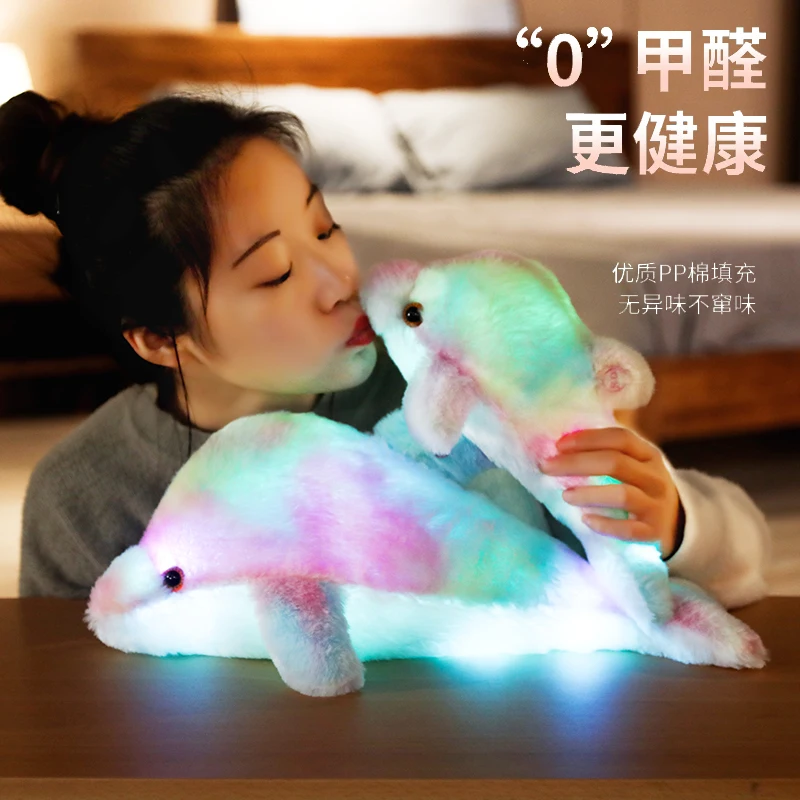 

30/45cm Creative Light Up LED Dolphin Stuffed Animals Plush Toy Colorful Cartoon whale Glowing Christmas Gift for Kids Girl