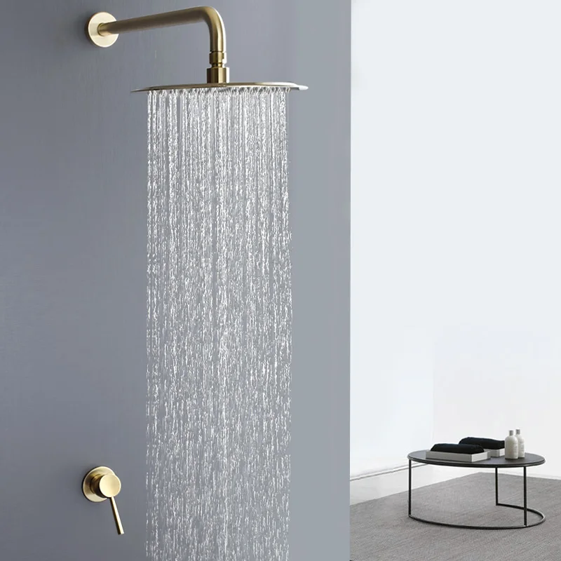 Copper  Hot And Cold Waterfall In Wall Mounted Concealed Bathroom Rain Shower Set