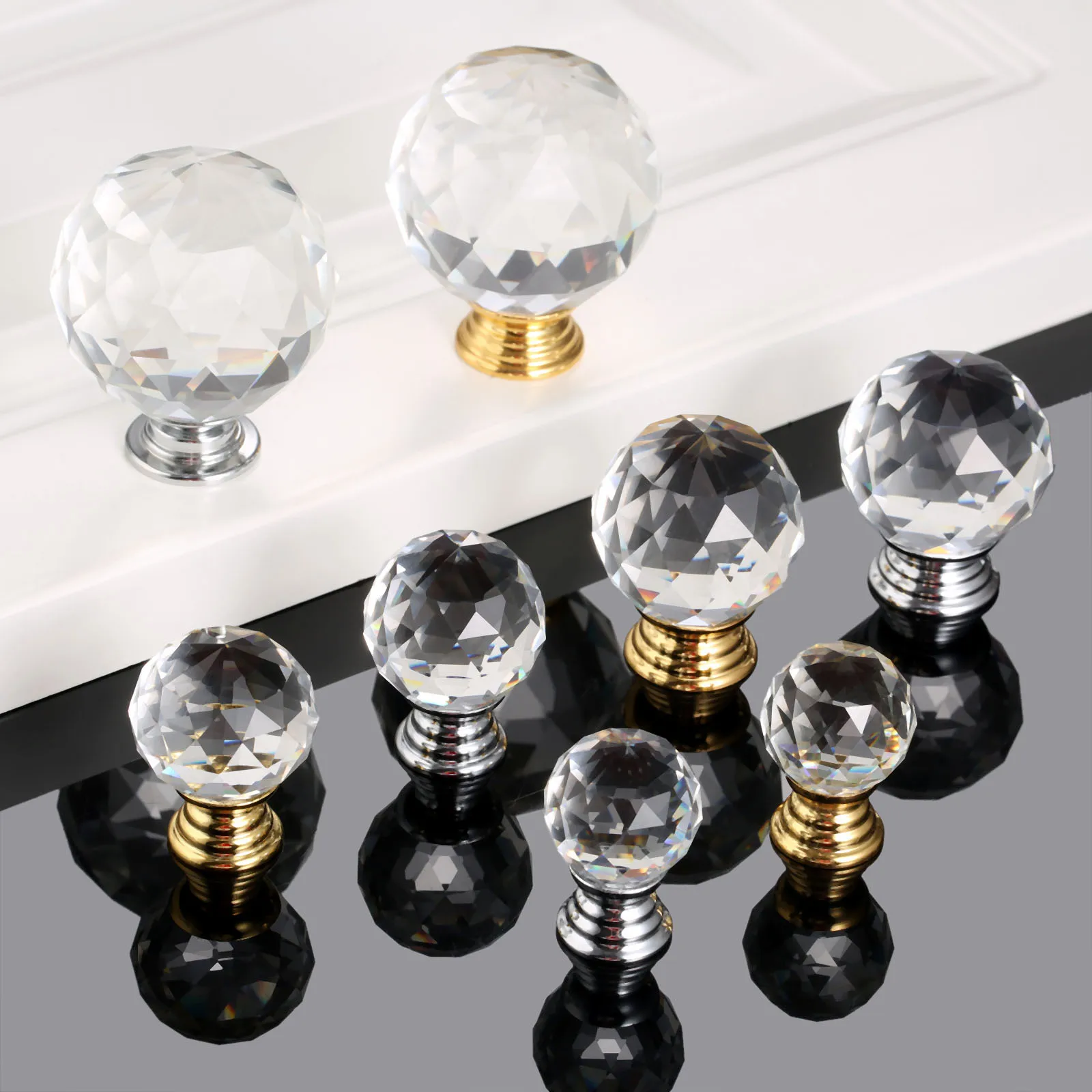 1Pc Glass Crystal Knob Furniture Handle Cabinet Knobs and Handles Door Cupboard Kitchen Pull Handle Furniture Hardware
