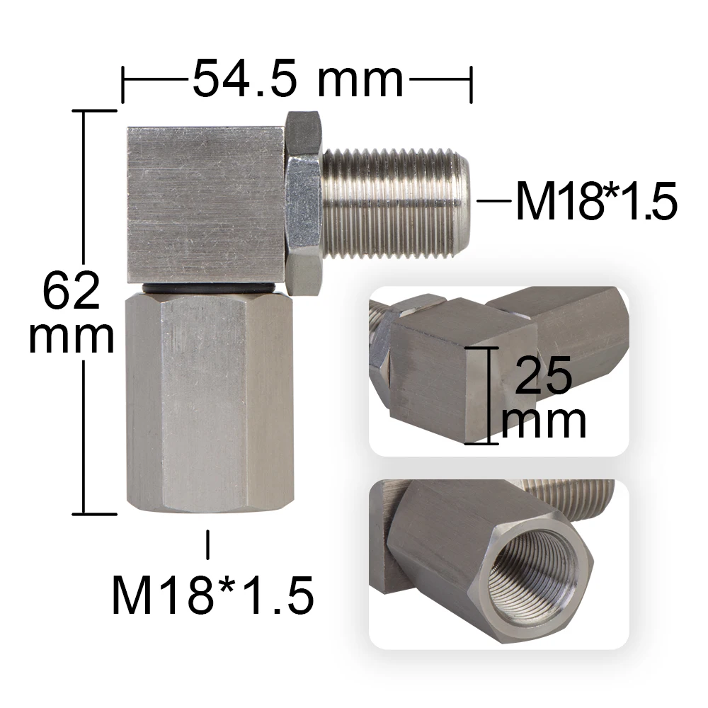 M18*1.5 Universal Oxygen Sensor Extender 90 Degree 02 Bung Extension Catalytic Converter O2 Oxygen Sensor Spacer