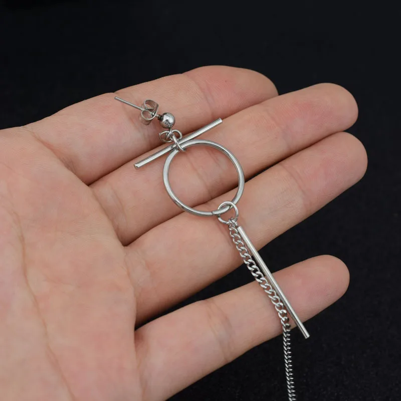 1Pair Tassel 2019 Korea Drop Earrings Pendant Drop male ear Accessories Fashion Wild Star Rings Asymmetrical male Earring Men