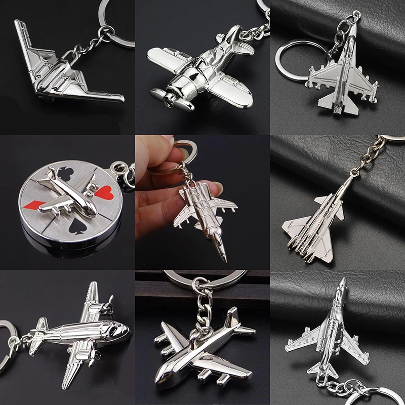 Keychains For Men Car Bag KeyRing Air Plane Model Fighter Toy Air Plane Model Fighter Aircrafe Travel Fashion Gift