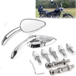 8mm/10mm Chrome Motorcycle Side Rearview Mirrors For Harley Touring Road King Street Glide Dyna Suzuki Kawasaki
