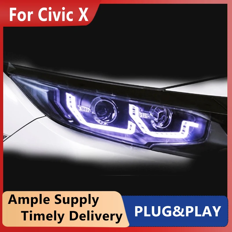 

Автостайлинг для Honda Civic фары 2016-2019 Civic X светодиодные фары Дневные ходовые огни скрытые фары ангельские глазки Биксеноновые аксессуары