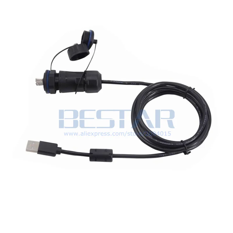 USB 2.0 Extension Cable IP68,มาตรฐานอุตสาหกรรมประเภทหญิงหญิงขั้วต่อปลั๊กป้องกันฝุ่นหมวก