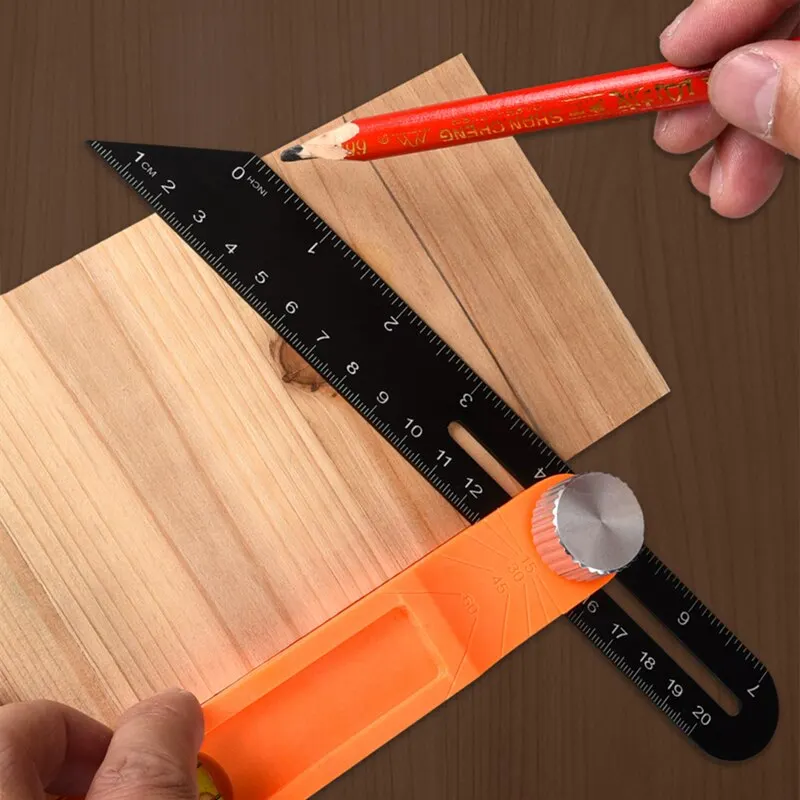 Angle Rulers Gauges Tri Square Sliding T-Bevel With Wooden Handle Level Measuring Tool Woodworking Ruler Gauge Protractor