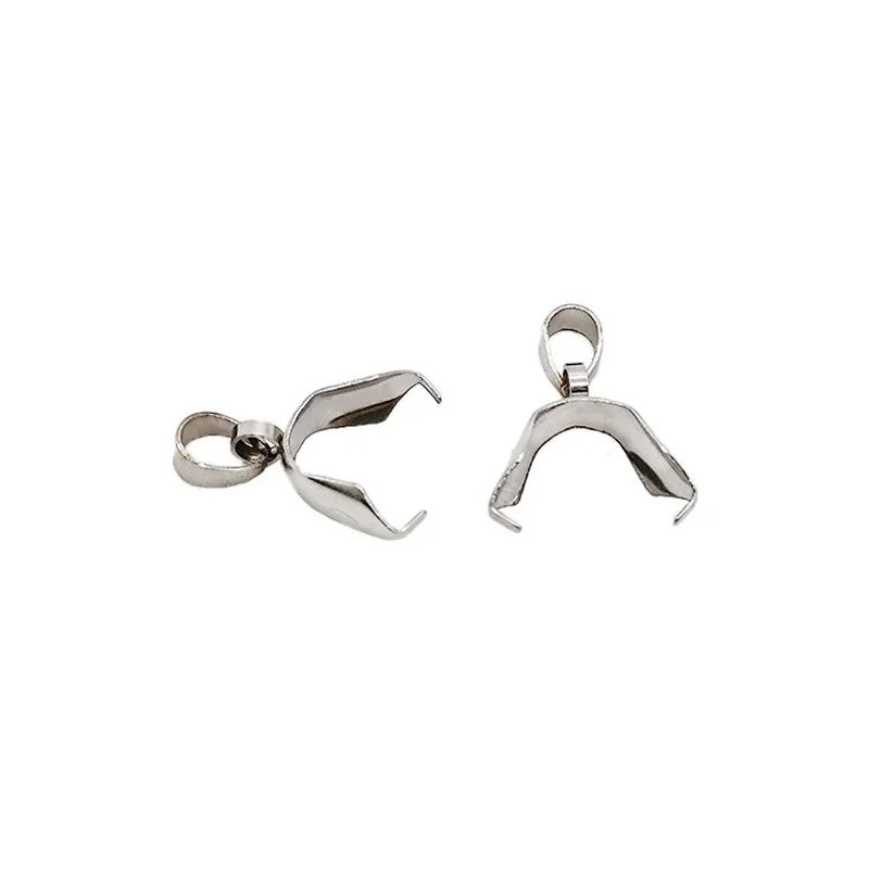 10 Pcs L-M-S SIZE Stainless Steel Findings Bail Connector Bale Pinch Clasp Pendants Bracelet Necklace Earrings Accessories