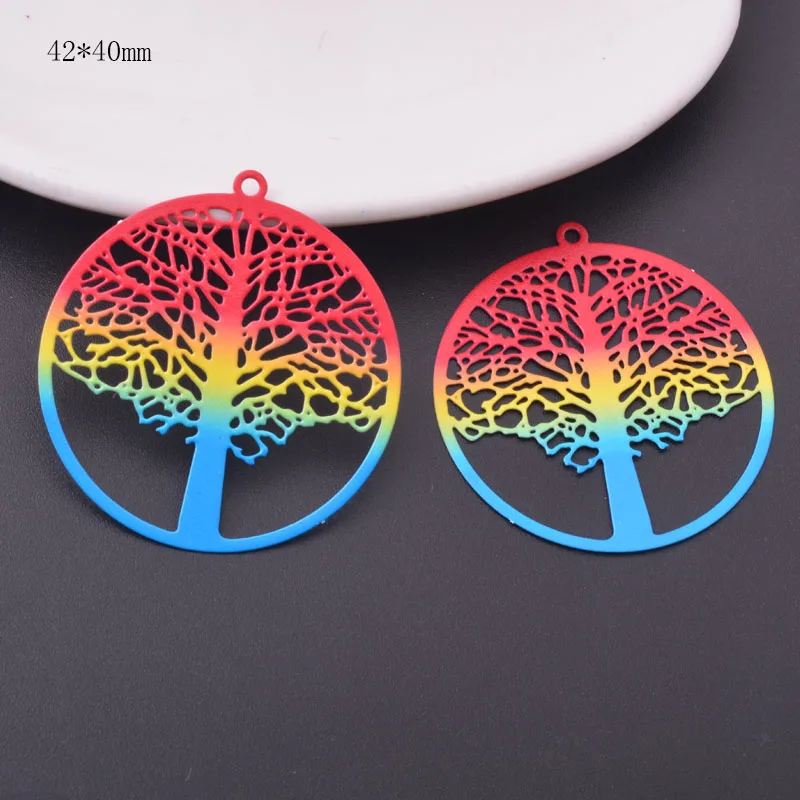 6 Stück Neue Design-Messing-Charms mit Farbverlauf, Bunte Runde Blumenanhänger, Schmuck- und Ohrring-Zubehör – Detail 5
