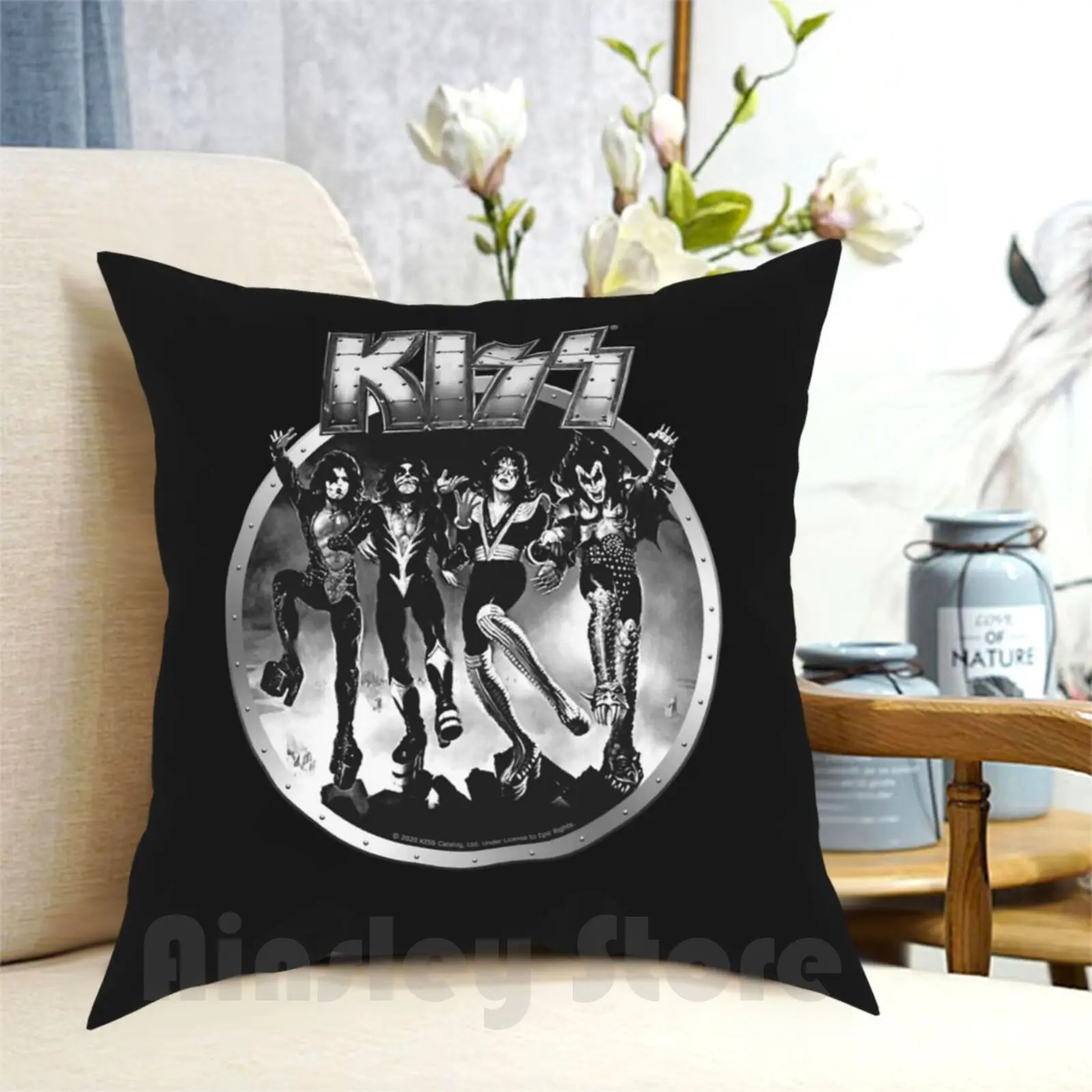 Kiss Band Members-Metal Logo Design Pillow Case Printed Home Soft DIY Pillow cover Kiss Kiss Fan Art Kiss Band Kiss Music