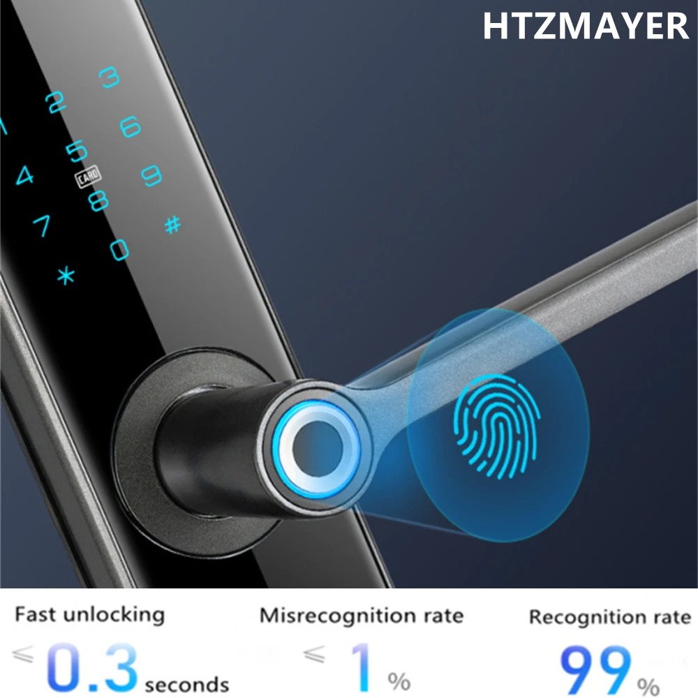 HTZ05 Biometric Fingerprint Intelligent  IC Card Electronic Door Lock Home Security Keyless