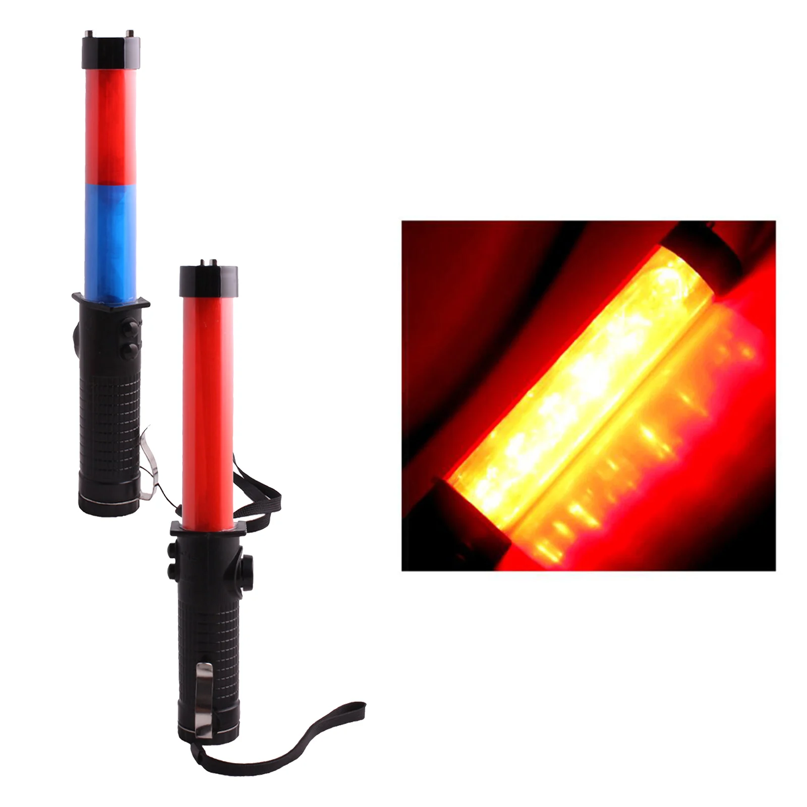 Traffic Wand Led Safety Signal Wand Work Light Flashlight with Wristband Flashing Modes, Wrist Strap Lanyard, Batteries Powered