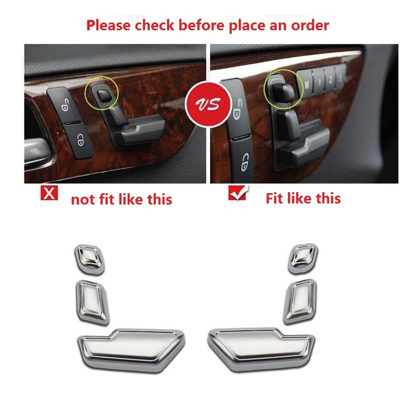 Accessories Chrome Seat Adjust Button Switch Cover For Mercedes Benz W204 W205 W212 W218 X204 X166 C E GLK GL ML Class GL450