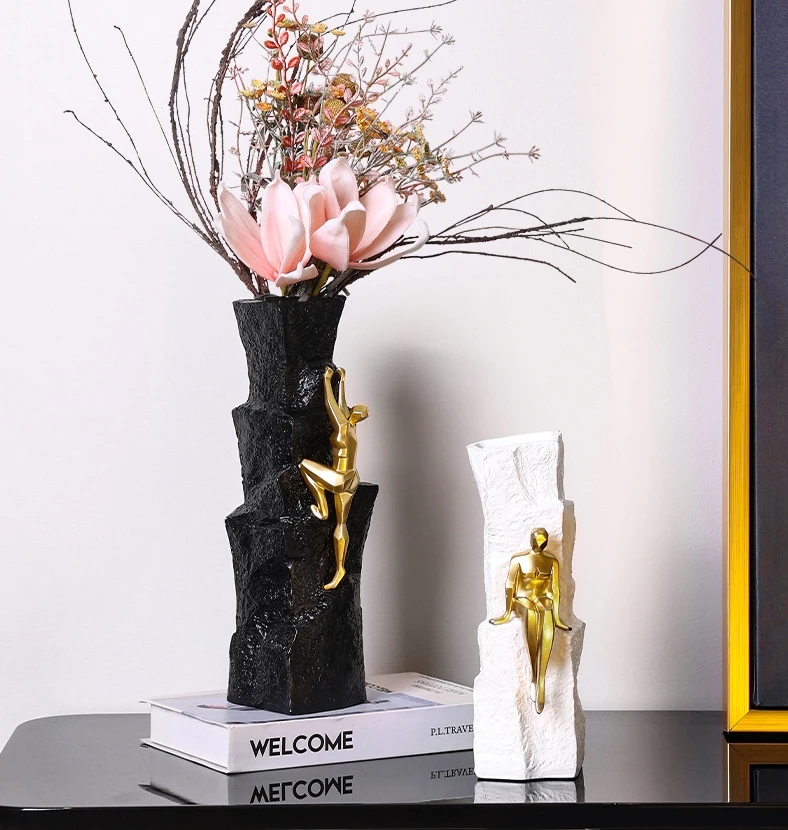 

Modern Resin Character Vase Dried Flower Arrangement Store Office Ornaments Crafts Home Livingroom Desktop Statues Decoration