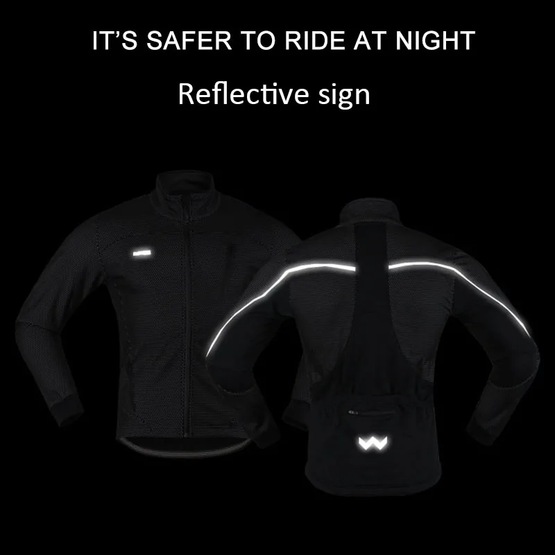 ARSUXEO Fleece Cycling Jacket Man Winter Thermal Mountain Bike Jacket Waterproof Bicycle Coat Windproof Reflective MTB Jacket