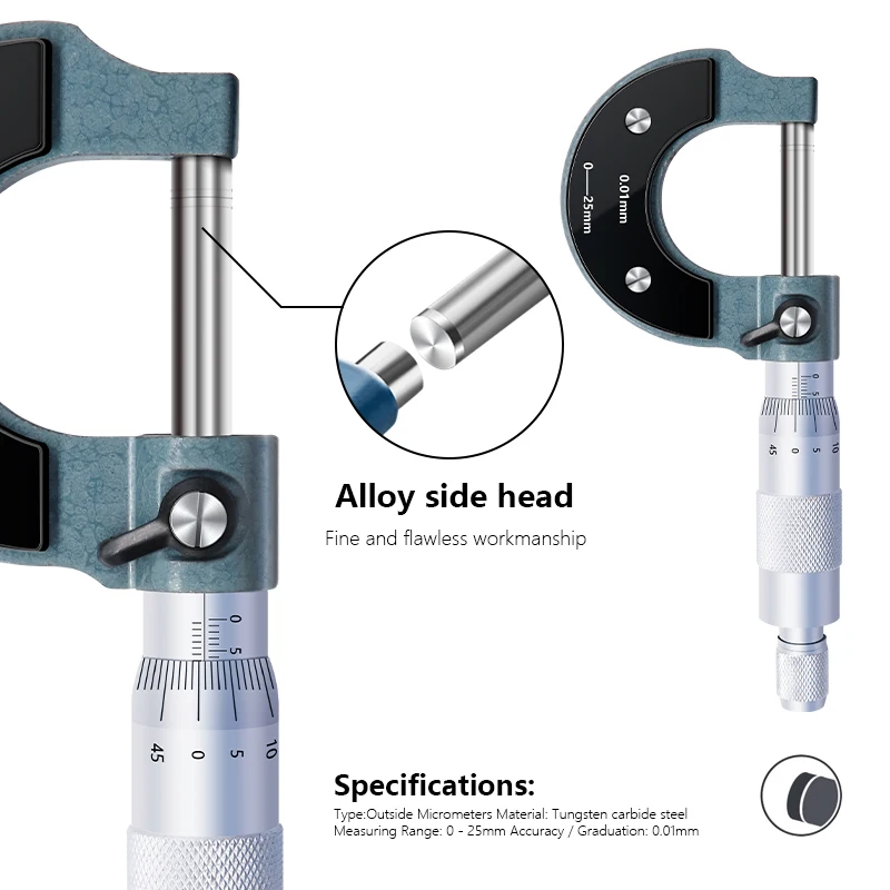 XCAN Caliper 0-25mm 0.01mm Outerside Micrometer Measure Precision Gauge Metal Caliper Measuring Tools