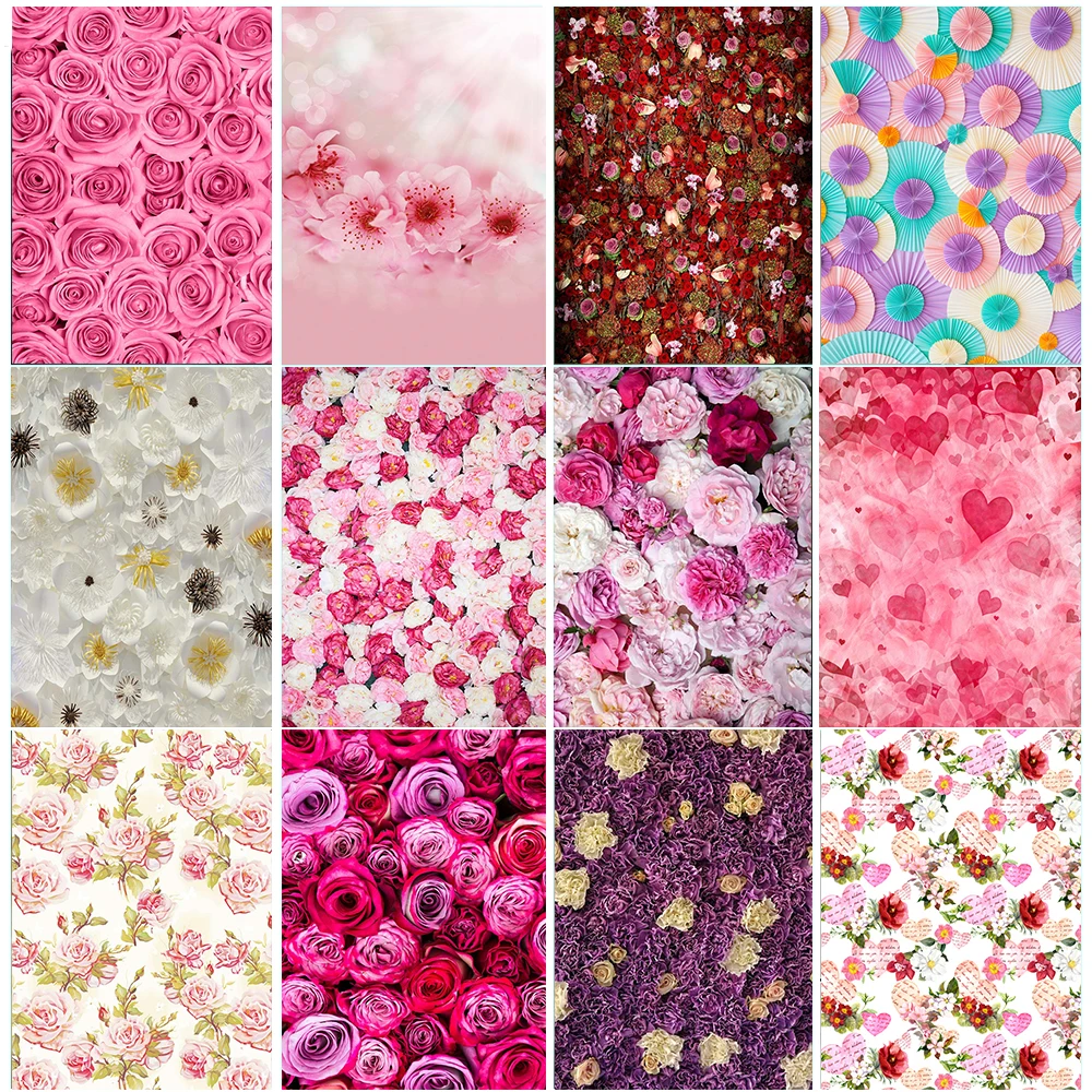 Flowers Wall Backdrop Photo Studio Rose Romantic Wedding Scenes Background Decor Floral Portrait Photography Backdrops Prop