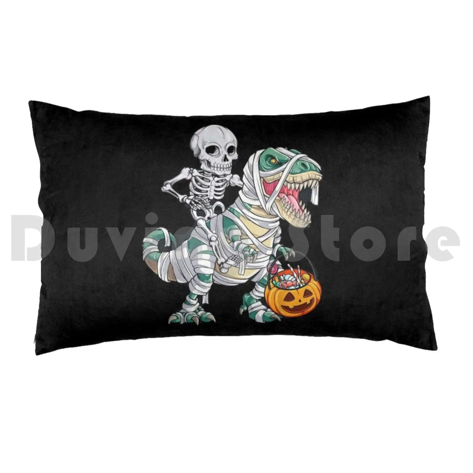 Skeleton Riding Mummy Dinosaur T Rex Halloween Kids Boys MenPillow case Spooky Scary Skeleton You Do