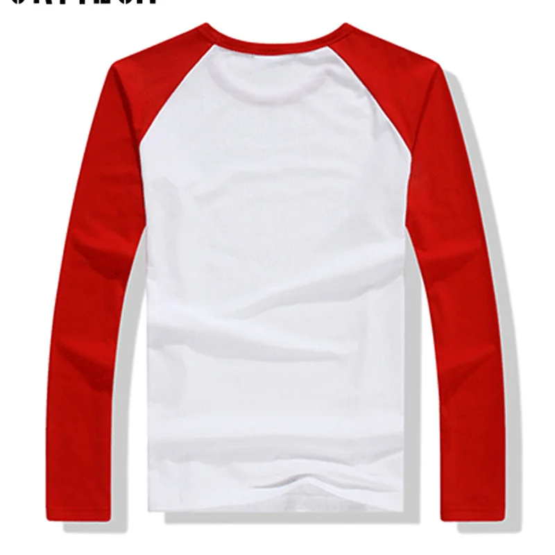 New Spring Autumn Long Sleeve T Shirt Men Contrast Color Round Collar Cotton Mens Casual Slim Fit Raglan T-Shirts Tops Tees