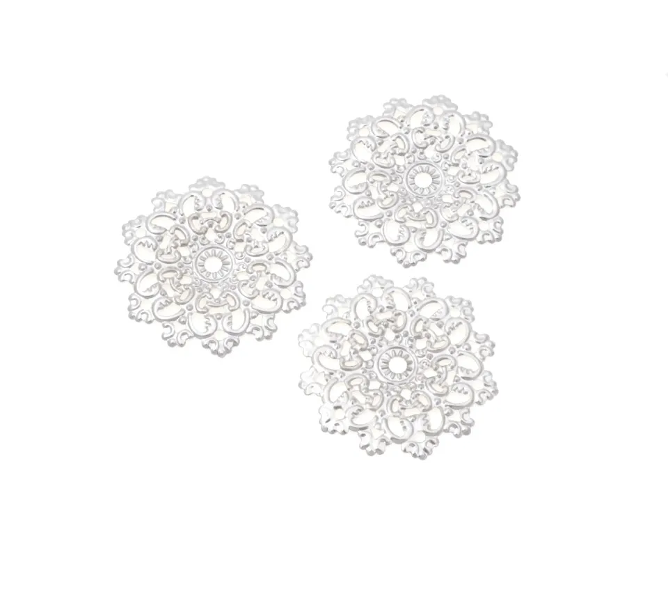 Free shipping Retail 5 Embellishment Findings Flower Silver Tone Hollow Filigree Connectors Gift Decoration DIY 4.6X4.5cm F0338