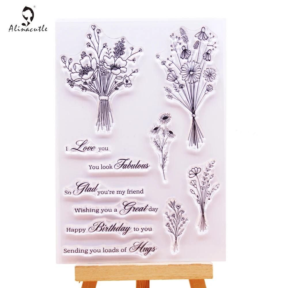 Alinacutle CLEAR STAMPS Bunch Of Flower Scrapbooking Card Album Paper Craft Rubber Transparent Silicon Clear Stamp