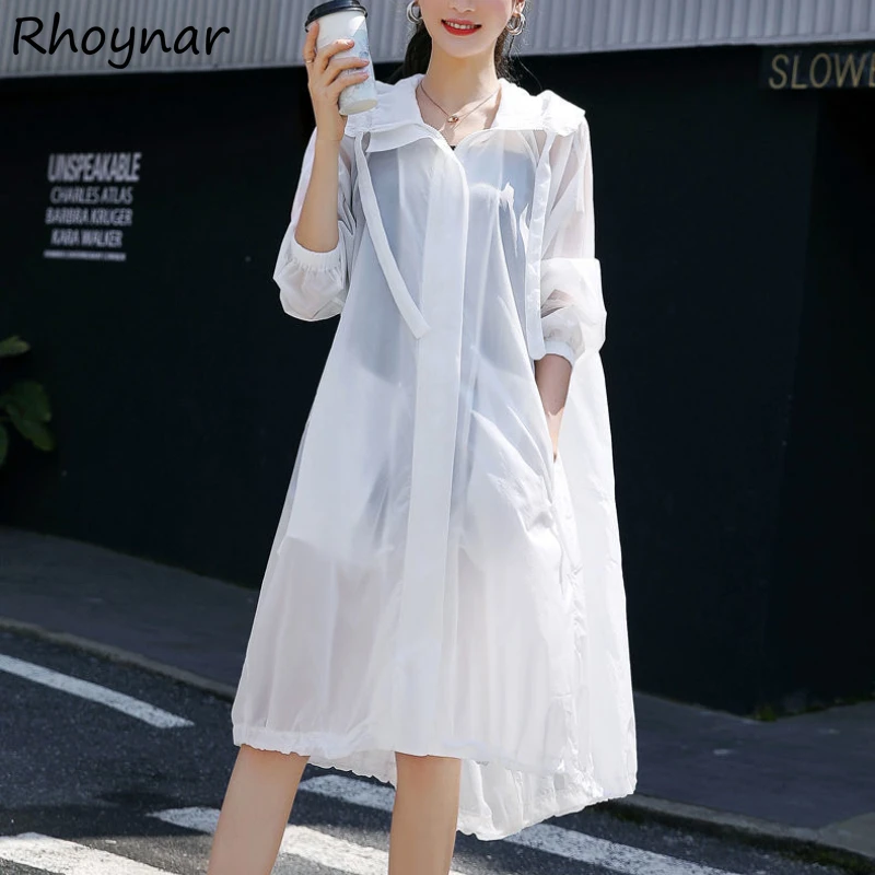 

jackets women Coats Summer Sun-protection Baggy Fashion Pockets Long Sleeve Hooded Zipper Casual Streetwear Korean Style Female