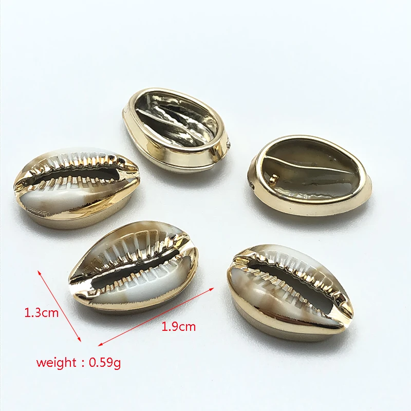 10pcs charm cowrie shell beads golden connection for fashion jewelry making DIY handmade bracelet necklace accessories