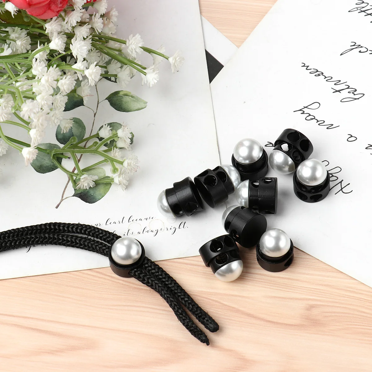 10pcs Lanyard Sliding Fastener Buttons Cord Locks Toggle Spring Loaded Elastic Drawstring Cord Locks Clip Ends Rope Stoppers