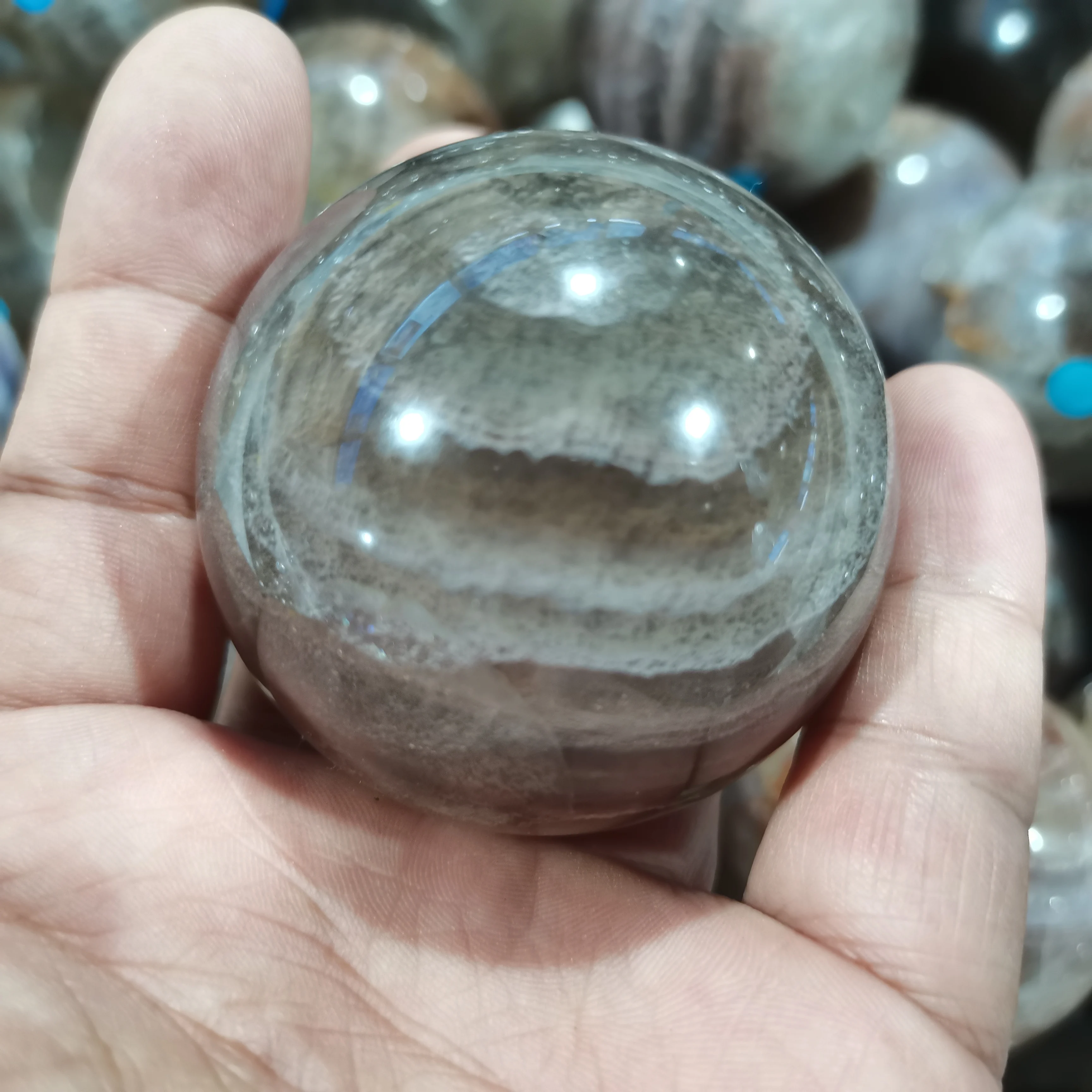 RAINBOW FLUORITE SPHERE! GLOWING Green Crystal Ball! 1(One) With GREAT COLOR!