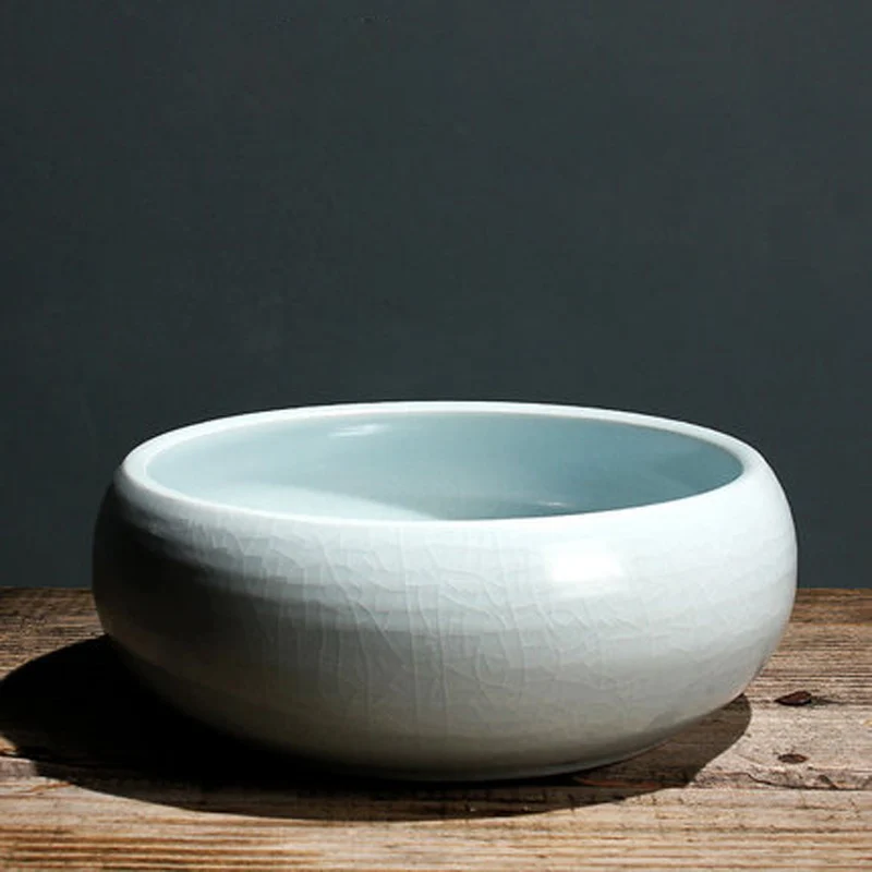 Ru Kiln Large Bowl for Chinese Tea Wash, Ceramic Kungfu Water Washed Bowl, Multifunctional Accessories, Ceremony Teaware