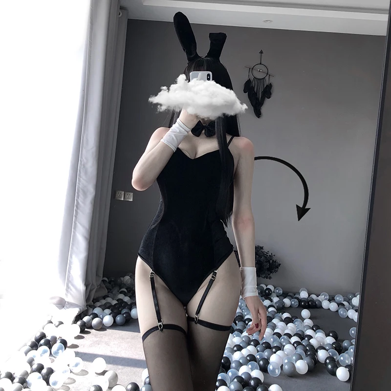 Porno Women Sexy Lingerie Cosplay Bunny Girl Costume Black Red Rabbit Bodysuit Erotic Outfit Wrapped Chest Anime Dress Gift