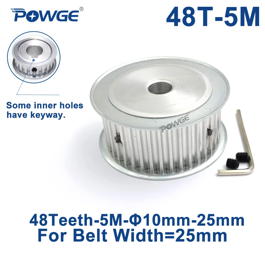 

POWGE Arc HTD 5M 48 Teeth Synchronous Timing Pulley Bore 8/10/12/14/15/16/17/18/19/20/25mm for Width 25mm HTD5M Belt 48Teeth 48T