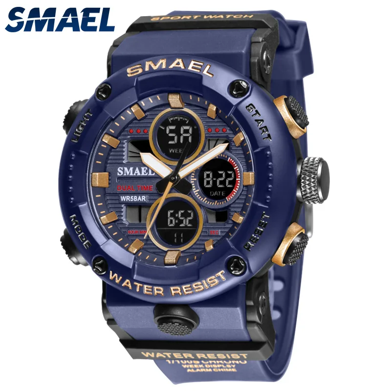 SMAEL Fashion Sport Watches Men Oversized Waterproof 5Bar LED Alarm Clock Man Digital Watch 2021 Modern Military Wristwatch 8038