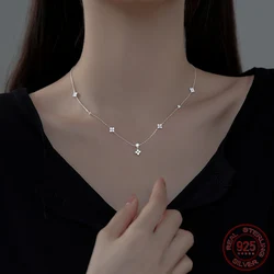 La Monada 43.5+6cm Silver Necklace For Women Fine Silver 925 Jewelry Fashion Flower Star Neck Pendants 925 Silver Chain Woman