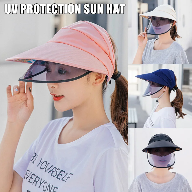 

Unisex Comfortable Sun Visor Hat Full Face Cover Safety Shield Eye Protect UV Cap Wide Brim For Outdoor Activities 2023 New