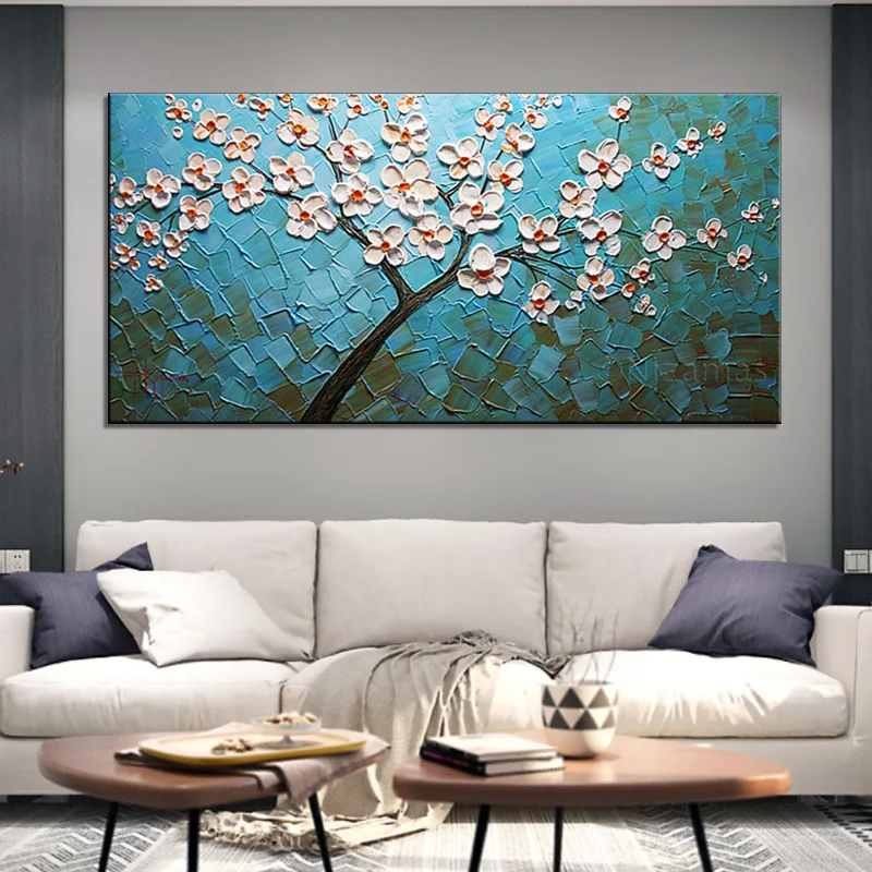 Pure Hand-painted Thick Texture Knife Painting 3D Thick Texture Oil Painting Decorative Wall Painting Decorative Canvas Painting