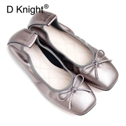 Più il Formato 34-43 delle Donne di Appartamenti di Balletto di New Genuine Slip In Pelle Su Mocassini Scarpe Per La Donna Dolce Arco punta quadrata Appartamenti Delle Signore Scarpe