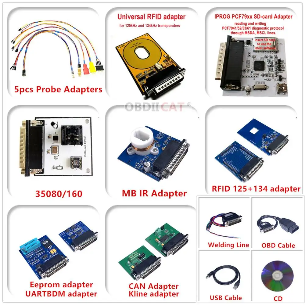 2023 Iprog Pro V87 with Full Adapters Support IMMO/KM/Radio /Airbag Reset Auto ECU Key Programmer Tool Replace Carprog/Digiprg