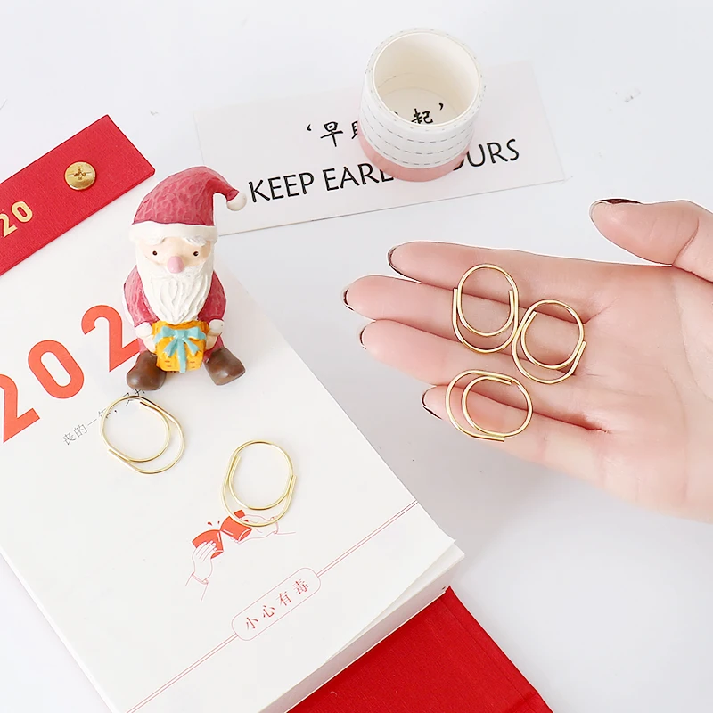 TUTU factory supply 20pcs/lot 19x25mm kawaii Baby fat paper clips gold available large wide paper clips on Promotion H0495